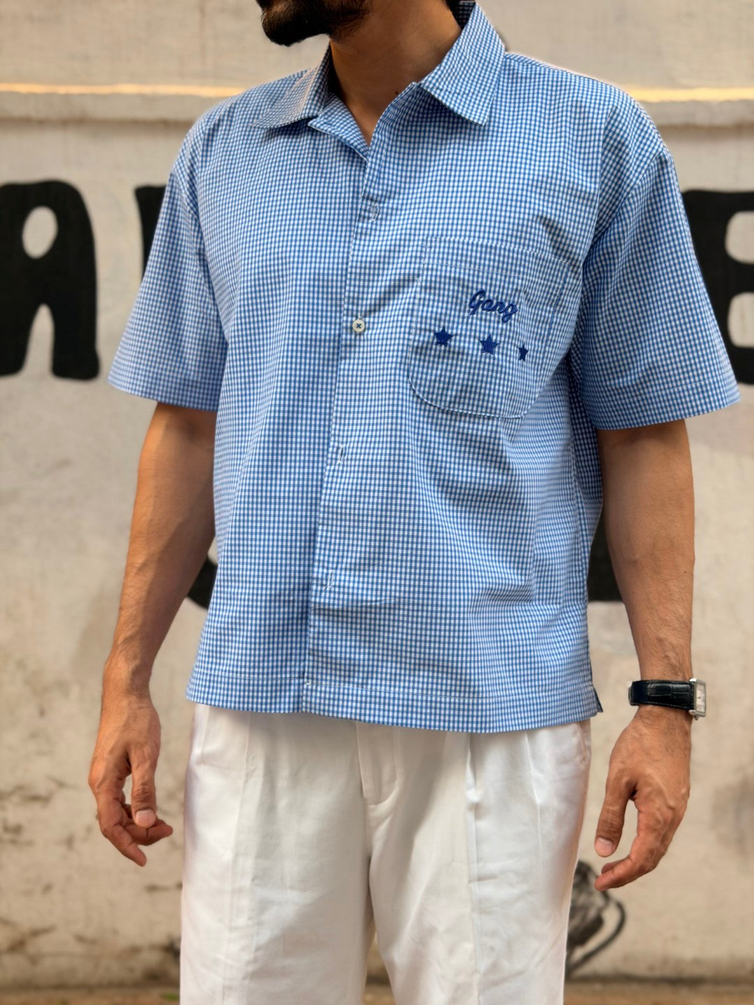 Gangstar crop summer check shirt