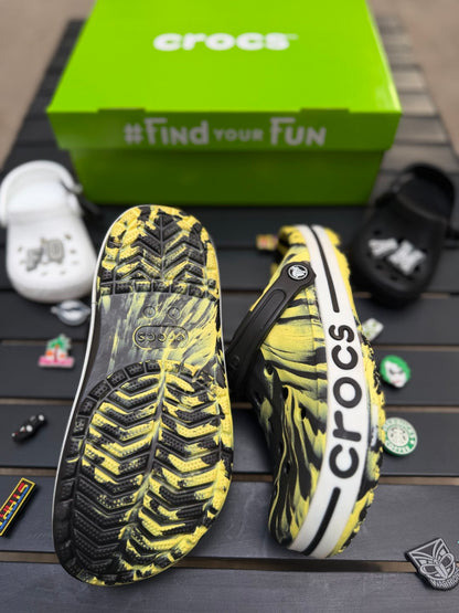 Black & yellow crocs